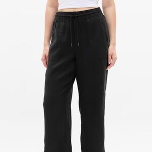 Athleta Black Linen Drawstring Pants